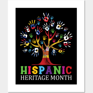 National Hispanic Heritage Month Hand Flag Tree Roots Latino Posters and Art